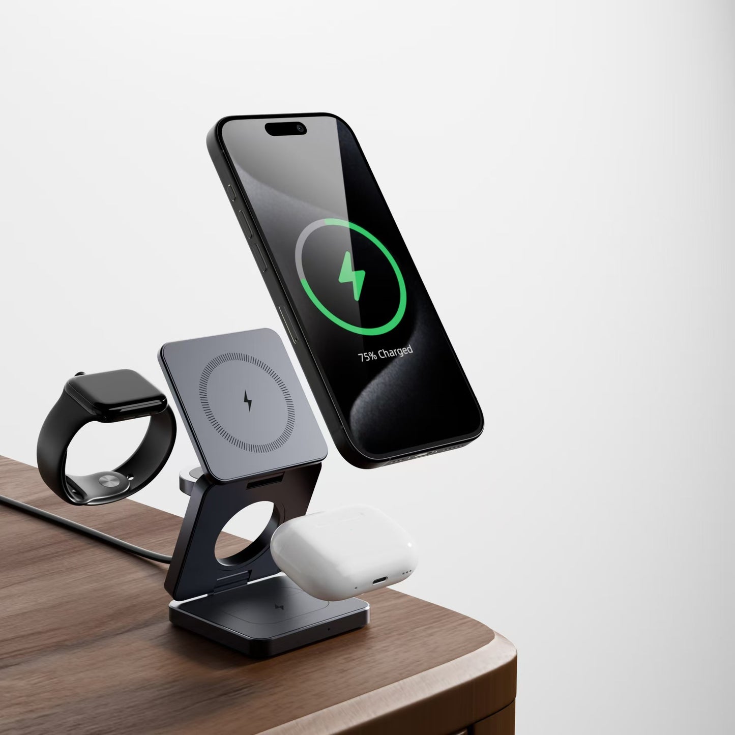 Magnetic 15W Foldable 3-in-1 Wireless Charging Station - Evolve Studio